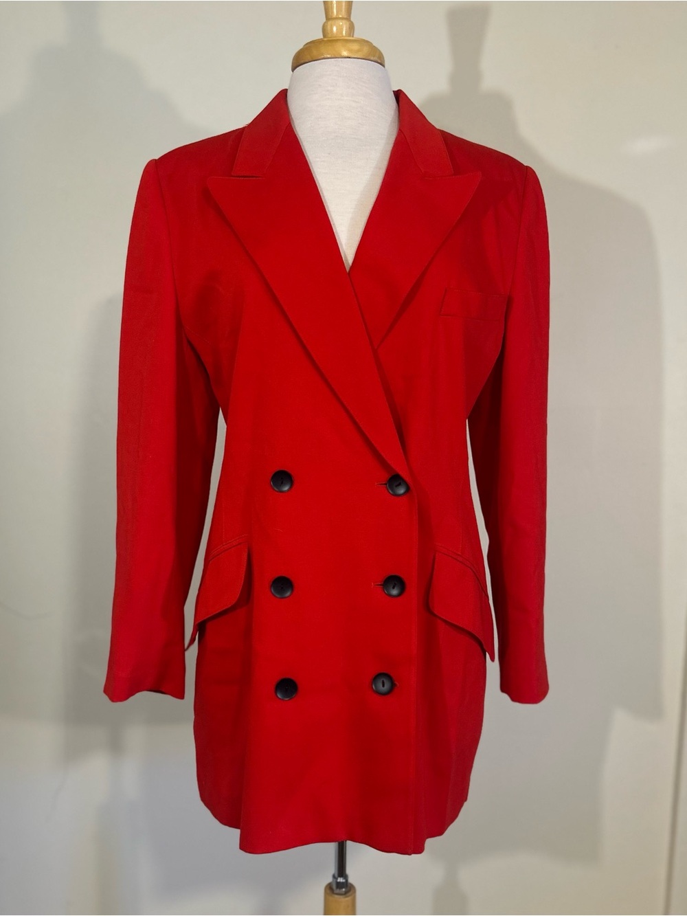 Escada Wool Blazer in Red and Black buttons size US 12